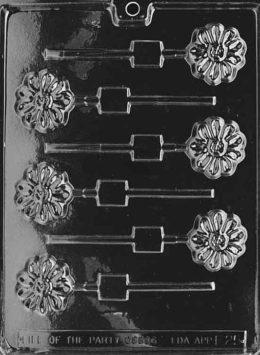 FLOWER Lollipop mold with flower-shaped lollipop cavities for chocolates.