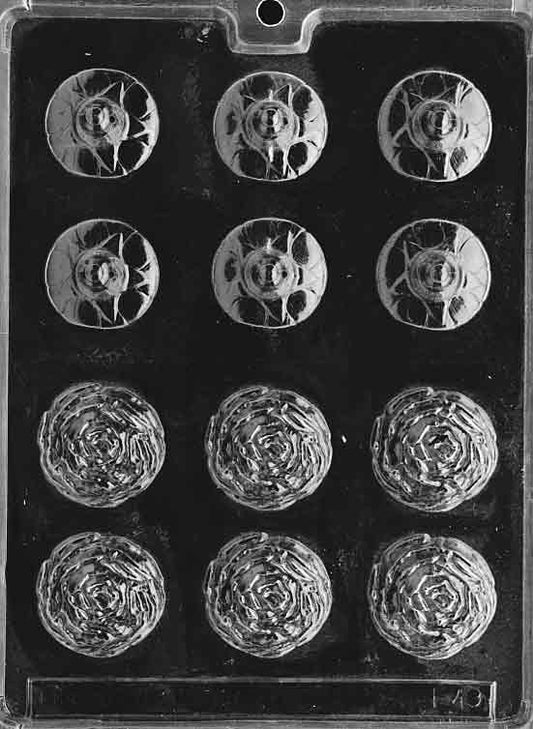 CARNATION Lollipop mold with carnation blossom-shaped chocolate pop design.