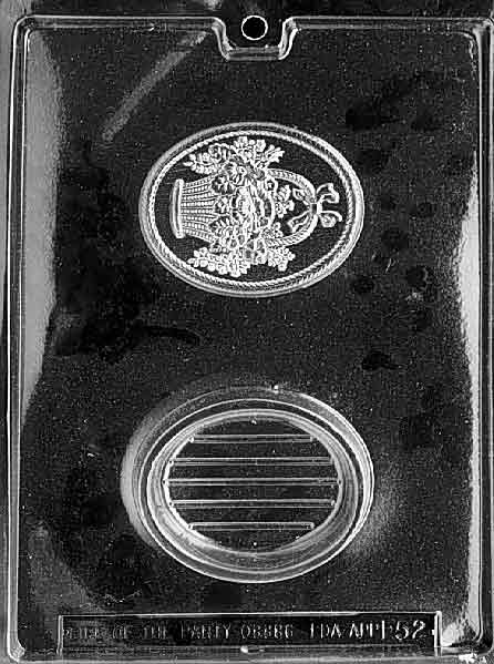 OVA POUR BOX WITH BOUQUET mold featuring oval box design with floral bouquet detail.