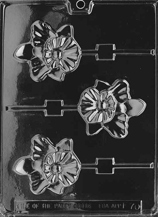 ORCHID Lollipop mold featuring orchid-shaped chocolate lollipop design.