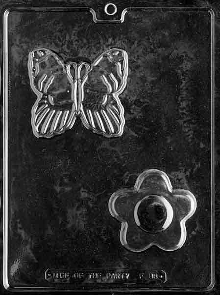 BUTTERFLY/FLOWER mold with butterfly and flower-shaped chocolate designs.