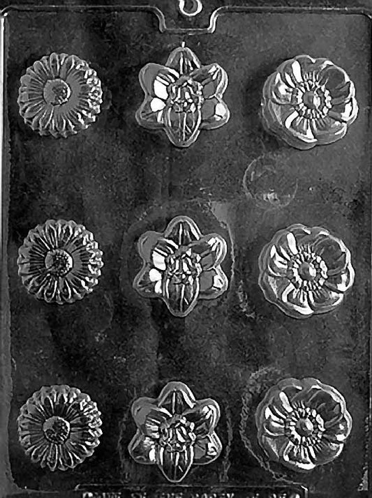 FLOWER ASSORTMENT mold featuring varied floral chocolate designs.