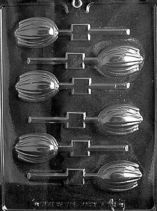 TULIP POP mold featuring tulip-shaped chocolate lollipop cavities.