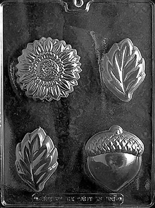 ACORN, SUNFLOWER, & LEAF MOLD featuring assorted seasonal chocolate designs.