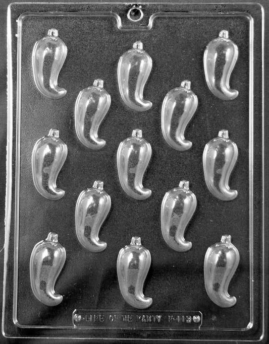 CHILI PEPPER mold featuring chili pepper-shaped chocolate cavities.