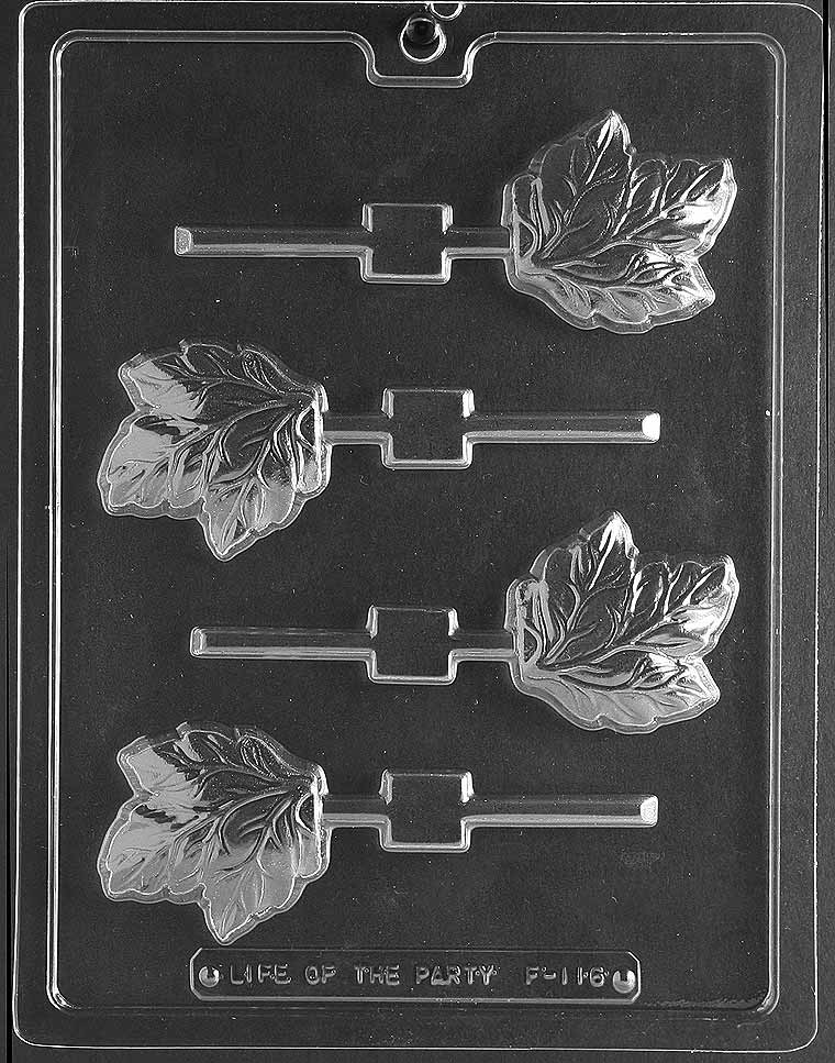 LEAF Lollipop mold featuring leaf-shaped chocolate lollipop cavities.
