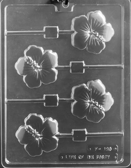 HIBISCUS Lollipop mold featuring hibiscus-shaped chocolate lollipop cavities.