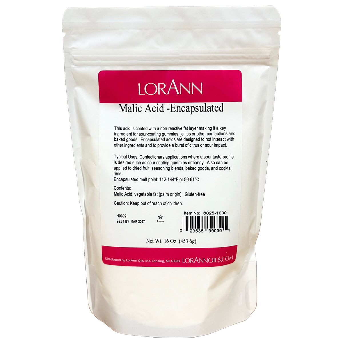 Malic Acid Encapsulated Powder - 4 ounces