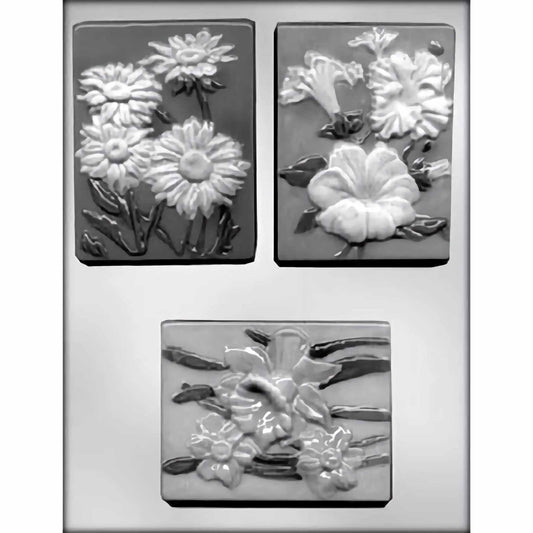 Detailed Flower Plaque Chocolate Mold, 4.25"