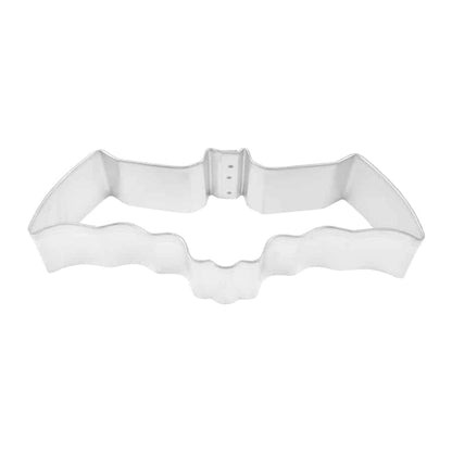 Tinplated steel Flying Bat Cookie Cutter with a defined bat silhouette, perfect for baking and crafting.