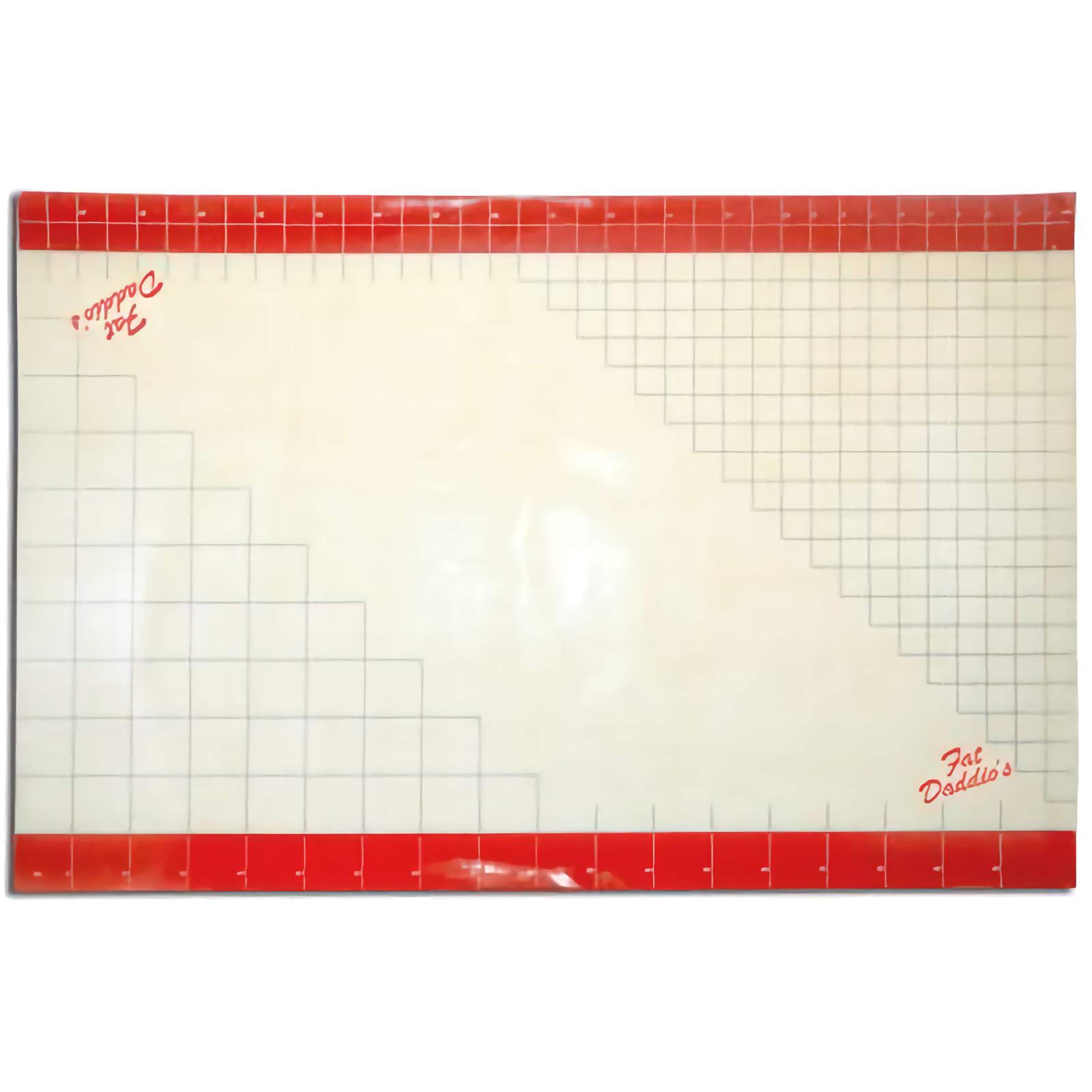 Fat Daddio's fondant silicone work mat, 24 x 36 inches, with measuring grid for precise fondant work.