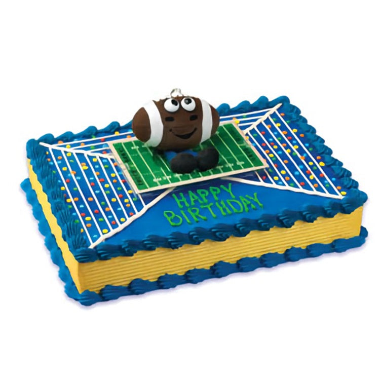 Interactive talking football plush cake topper, designed as a cheerful cartoon football character, great for engaging guests at birthday parties, sports events, and as a unique decoration for football fans.