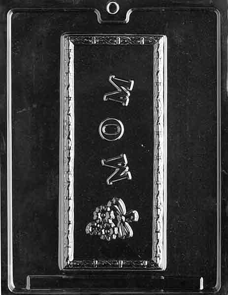 MOM CARD mold featuring mom-themed chocolate card cavities.