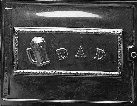 DAD CARD mold featuring dad-themed chocolate card cavities.