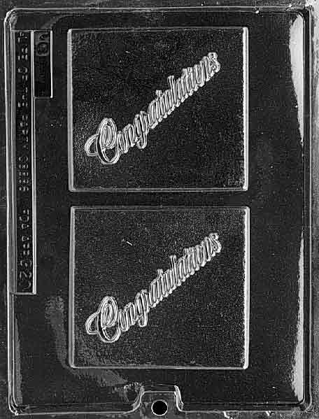 Congratulations chocolate mold with bold lettered message design.
