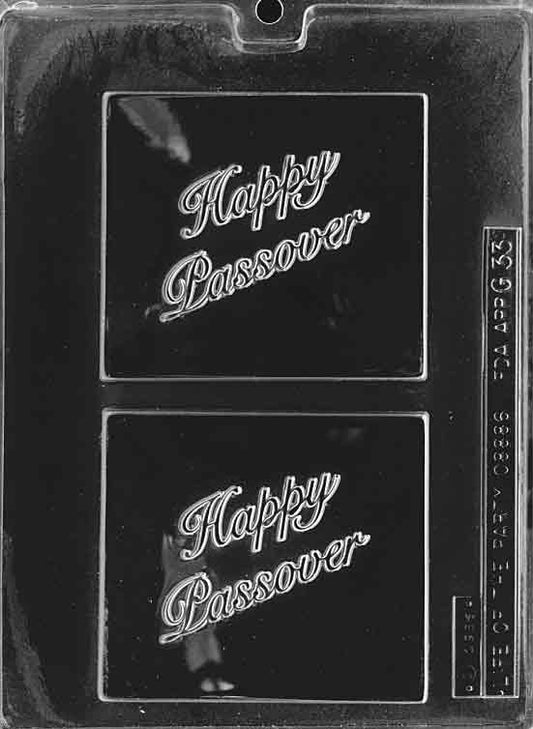 Happy Passover mold with chocolate greeting message.