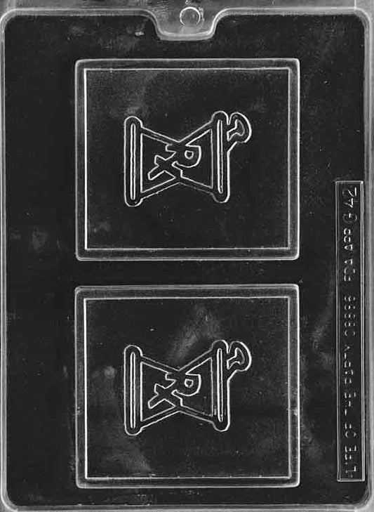 RX chocolate mold, rectangular plaque with raised Rx symbol.
