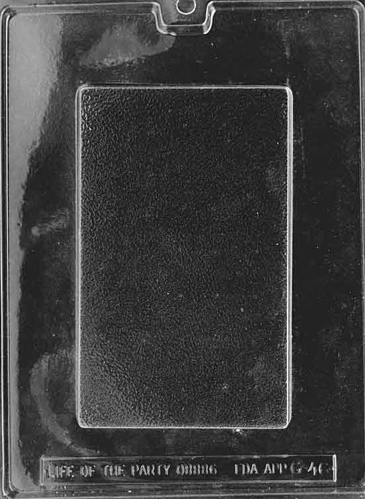 Large plain card chocolate mold, smooth rectangular plaque.