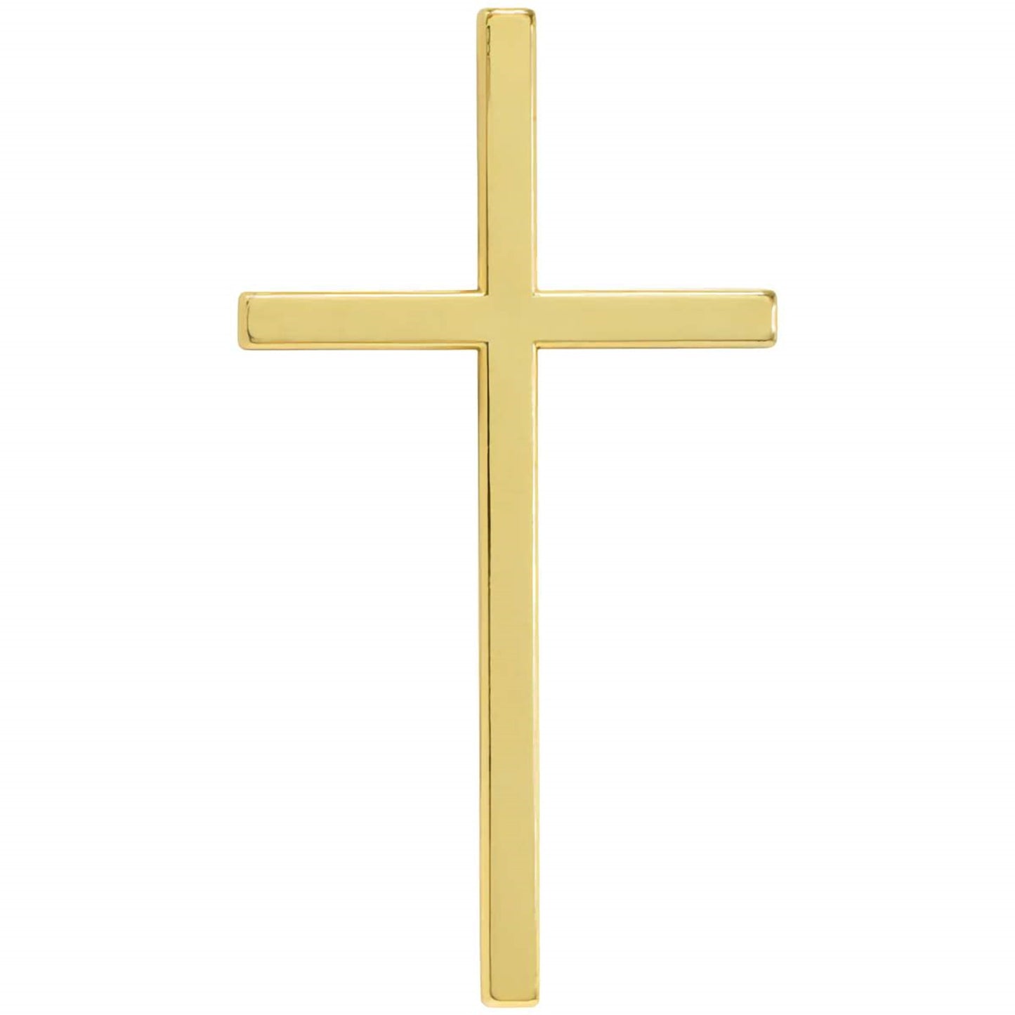 Gold cross cake topper made of solid plastic with a polished finish, measuring approximately 2.65" x 4.95", ideal for religious celebration cakes