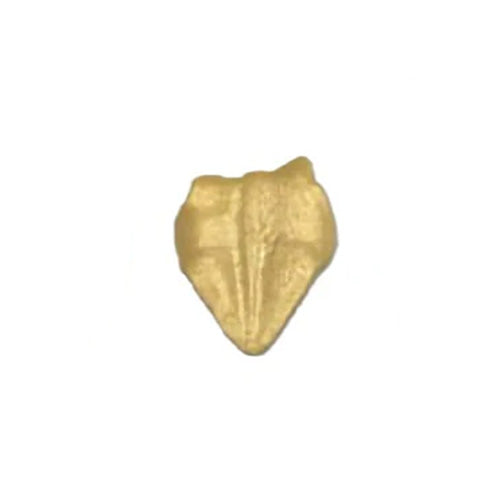 Set of ¾-inch gold royal icing leaves with a metallic finish for cake, cupcake, and cookie decorating.