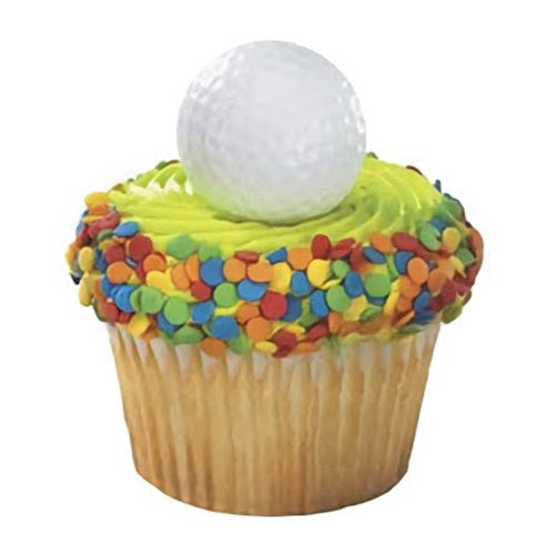 Golf ball cupcake ring, six-pack, featuring a realistic golf ball on a green, perfect for golf-themed parties and sports event desserts.