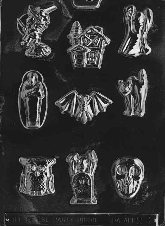 Assorted with House mold, miniature haunted house and Halloween icons.