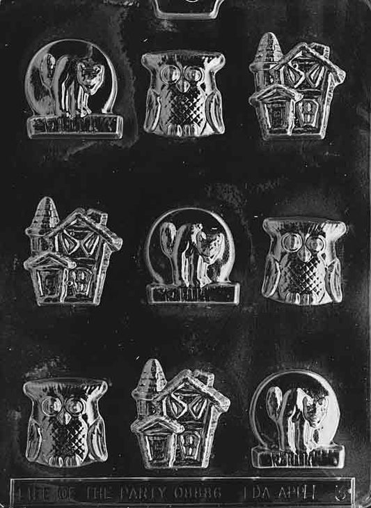 Assorted with Owl mold, small owl and Halloween icon cavities.