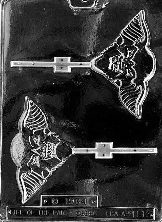 Ugly Goblin Lollipop mold showing a creepy goblin face in chocolate.