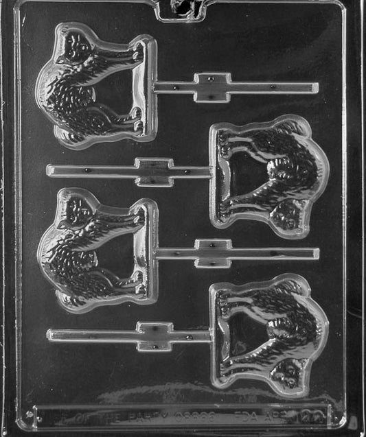 Cat Lollipop mold with a Halloween-style cat design for chocolates.