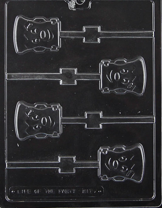 CUTE FRANKENSTEIN Lollipop mold, playful Frankenstein design for chocolate pops.