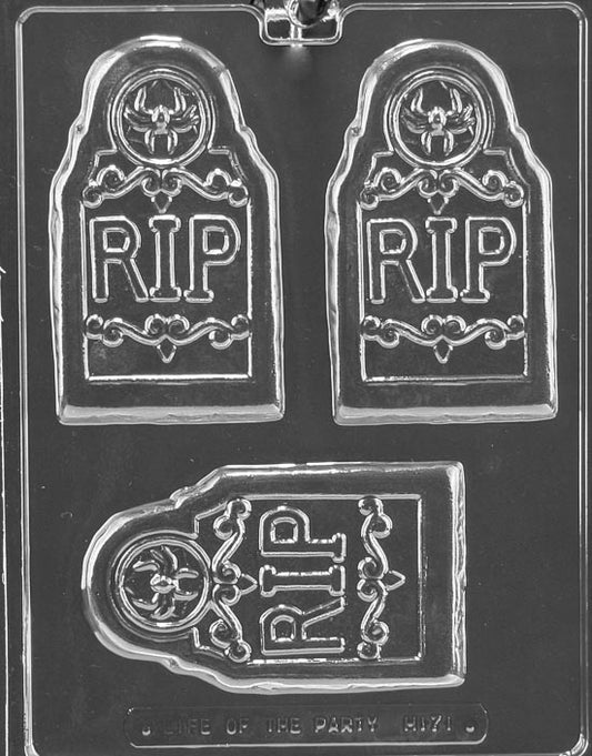 RIP TOMBSTONE BAR mold, gravestone shaped bar cavity.