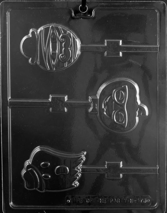 GHOST PUMPKIN MUMMY HIPSTER Lollipop mold, modern styled Halloween characters.
