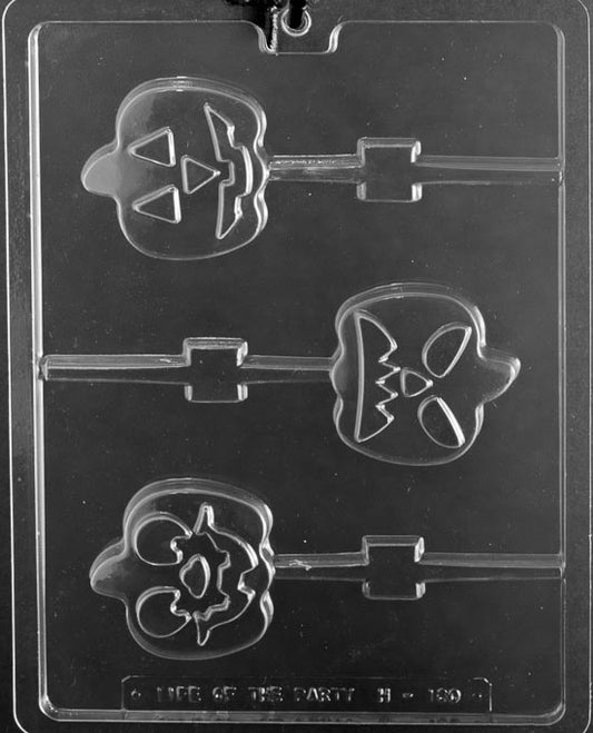 PUMPKIN FACE Lollipop mold, jack-o’-lantern lollipop cavity.