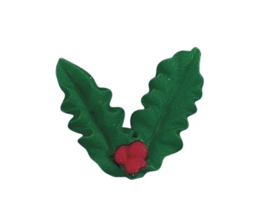 Royal Icing Holly Leaves with Berries