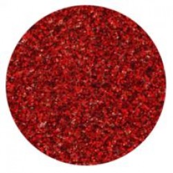 Close-up of vivid red Galaxy Glitter Dust in a circular frame, densely packed with rich ruby sparkle.
