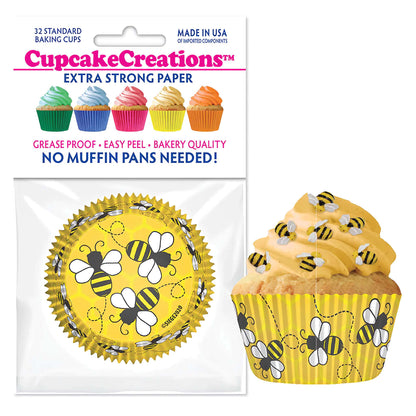 Honeybee Themed Standard No Pan Baking Cups