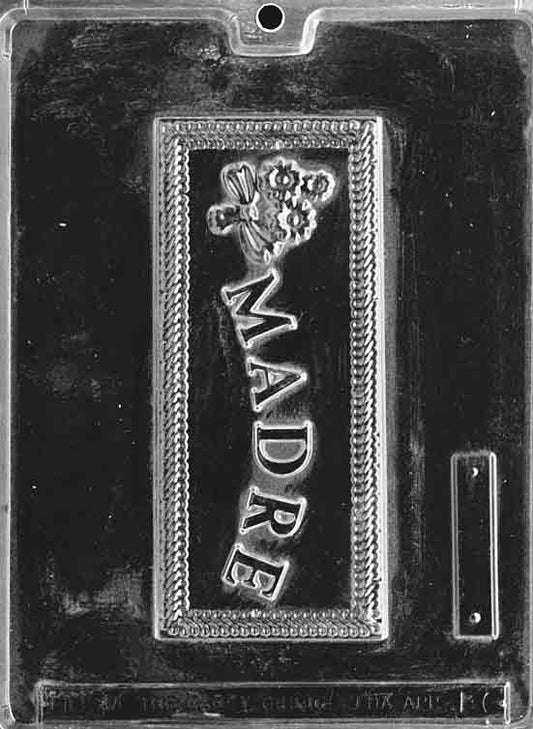 Image shows MADRE GREETING CARD (SPANISH) mold with rectangular design and “Madre” message in raised text.