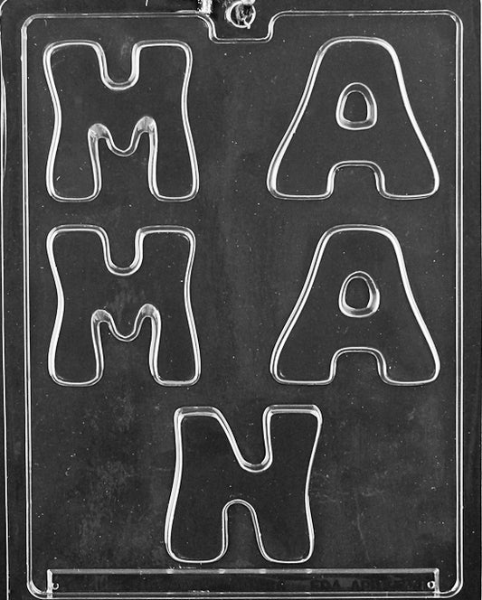 Image shows MAMA (FRENCH) mold with small rectangular shape and raised “Mama” text in French.