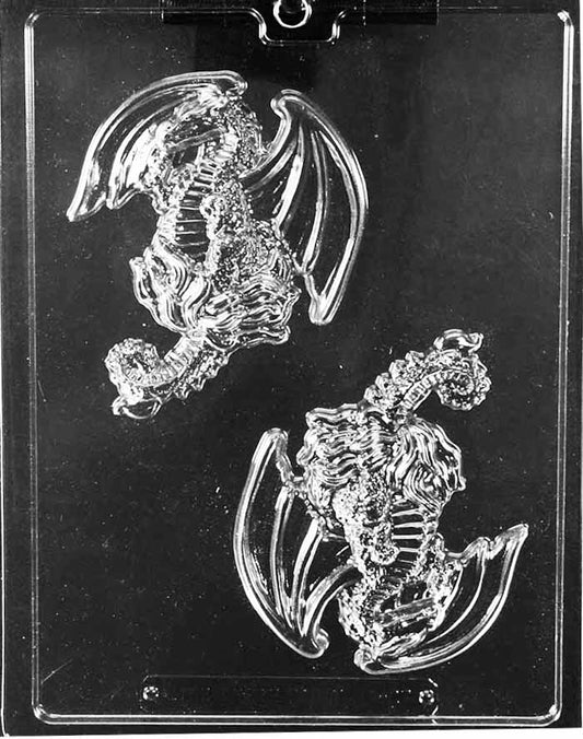Image shows DRAGON PIECES mold with segmented dragon body parts, including wings and tail, in a square layout.