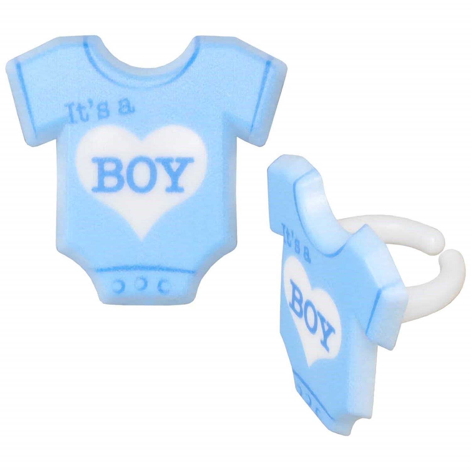 Blue 'It's a Boy' cupcake ring set of six, a charming addition to baby shower sweets and bakery decorations.