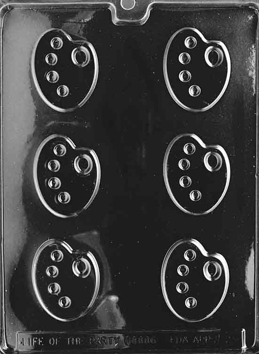 Image shows ARTIST PALETTE mold with oval shape and small circular indentations mimicking a painter’s palette.