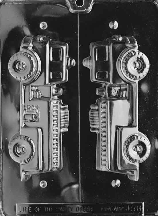 Image of 3D FIRE TRUCK mold with deep, dimensional fire truck cavity.