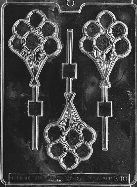 Image of BUNCH OF BALLOONS Lollipop mold with tall cluster of balloon-shaped chocolates with string detail.