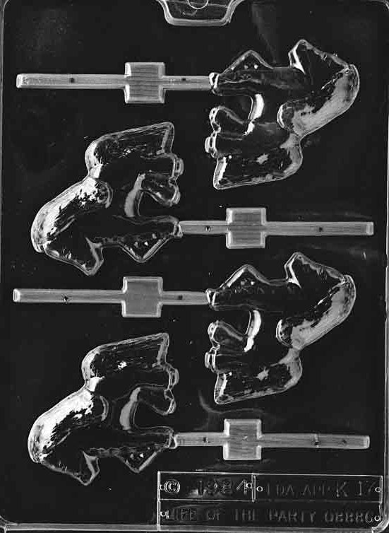 Image of PONY Lollipop mold showing side profile pony in chocolate with flowing mane.