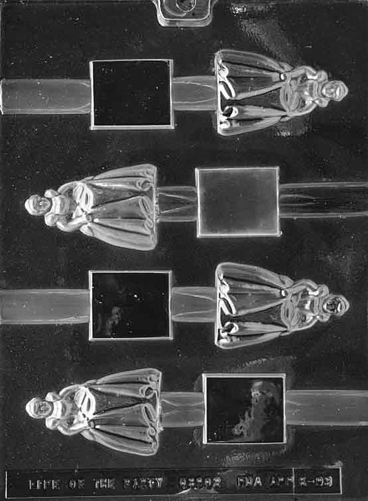 Princess Pretzel chocolate mold, clear mold with princess-themed shape designed for candy pretzel making.