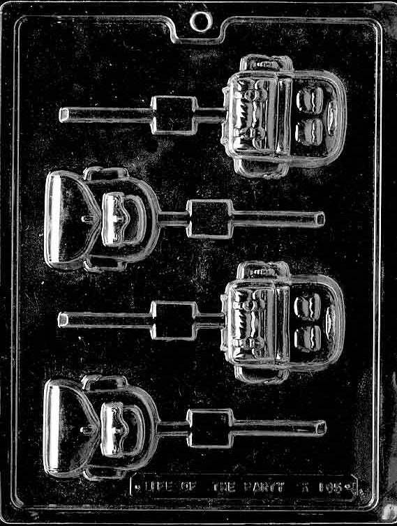 Backpack Lollipop chocolate mold, clear mold shaped like a backpack for candy pops.