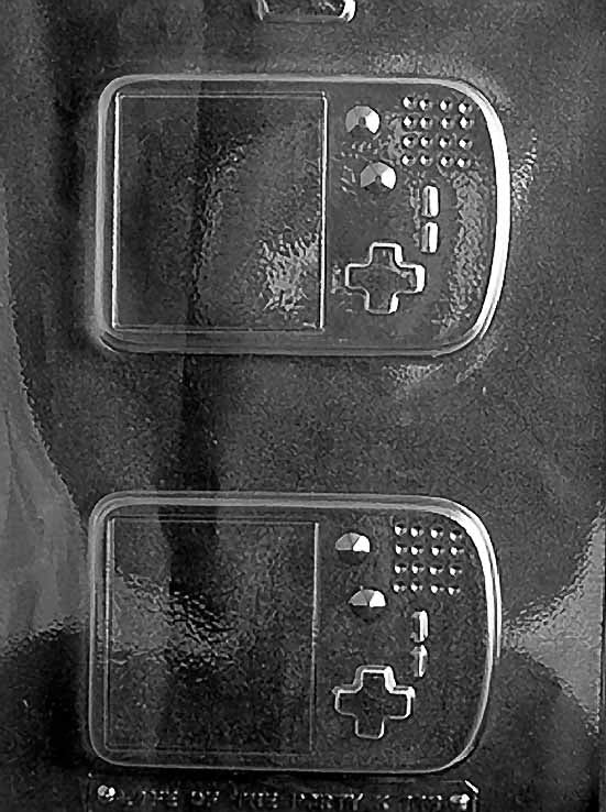 Game Toy chocolate mold, clear mold with handheld game console design for candy making.