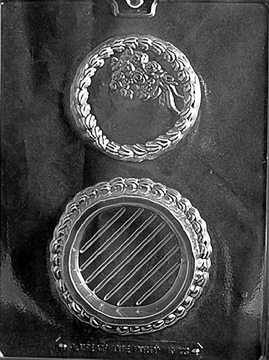 Decorated Cake Pour Box chocolate mold, clear mold shaped like decorated cake container.