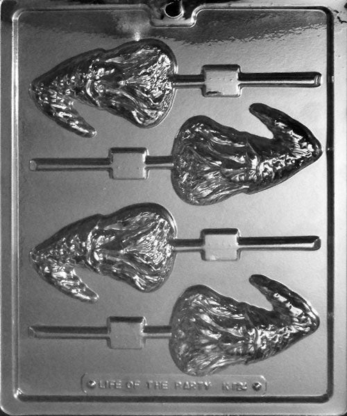 Wizard Lollipop chocolate mold, clear mold shaped like wizard figure for candy pops.