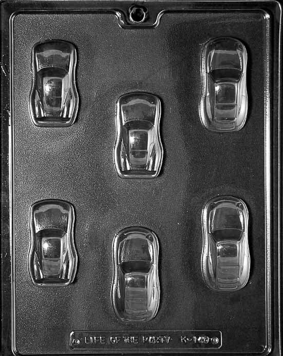 Cool Cars chocolate mold, clear mold shaped like cars for candy making.